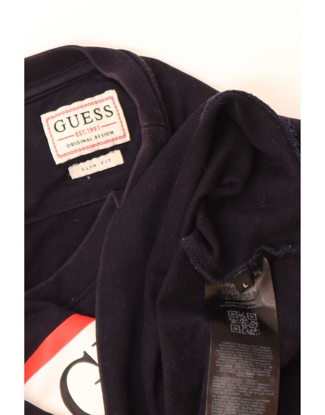 Guess Herre Grafisk Slim Fit Sweatshirt Jumper Stor Marineblå Bomuld
