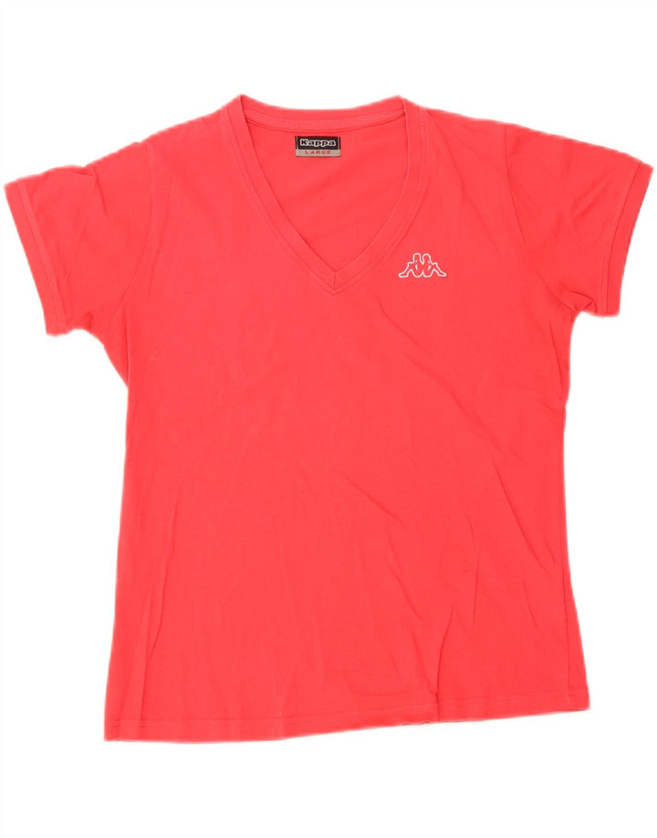 Kappa Dame T-Shirt Top UK 14 Stor Rød Bomuld