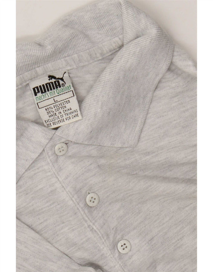 Puma Polo Shirt til mænd, stor grå flækket polyester
