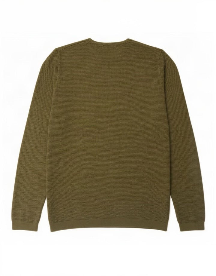 Zara Herre Crew Neck Jumper Sweater Small Khaki
