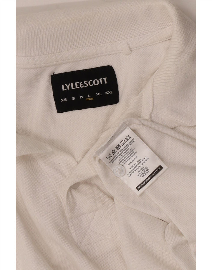 Lyle & Scott herre poloshirt stor hvid stribet bomuld