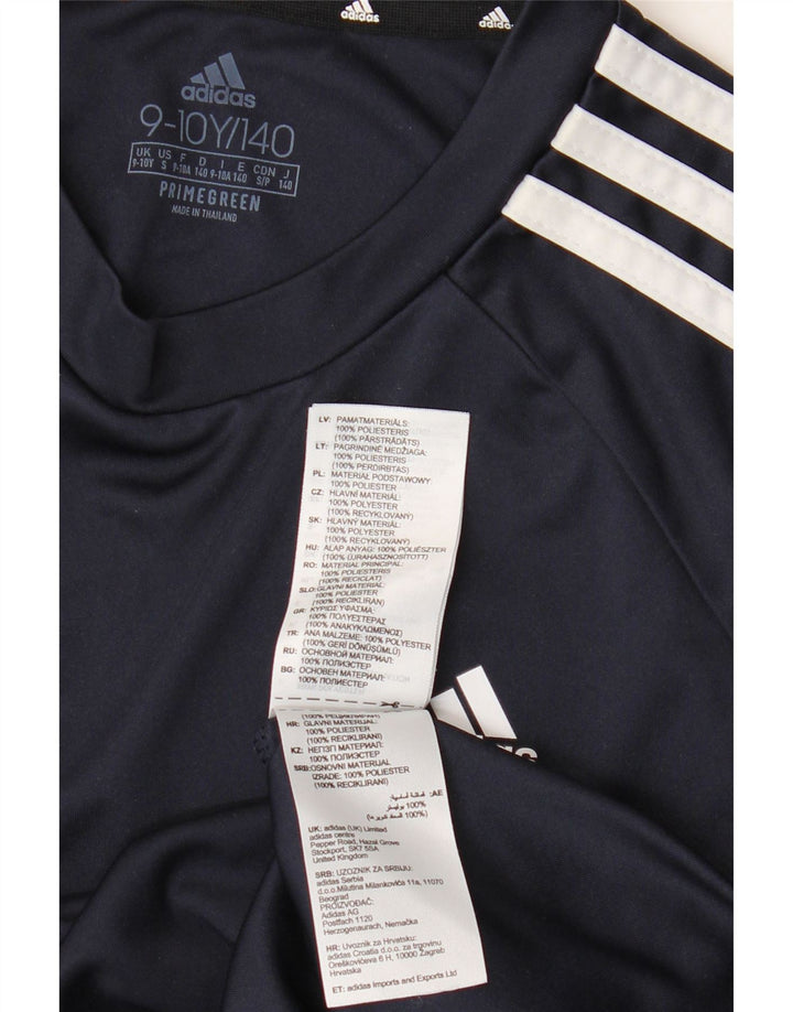 ADIDAS Boys Aeroready T-Shirt Top 9-10 Years Navy Blue Polyester Vintage Adidas and Second-Hand Adidas from Messina Hembry 