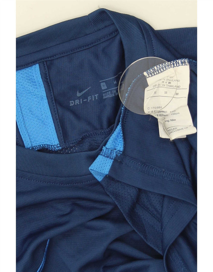 Nike Herre Dri Fit T-shirt Top Medium Marineblå Colourblock Polyester