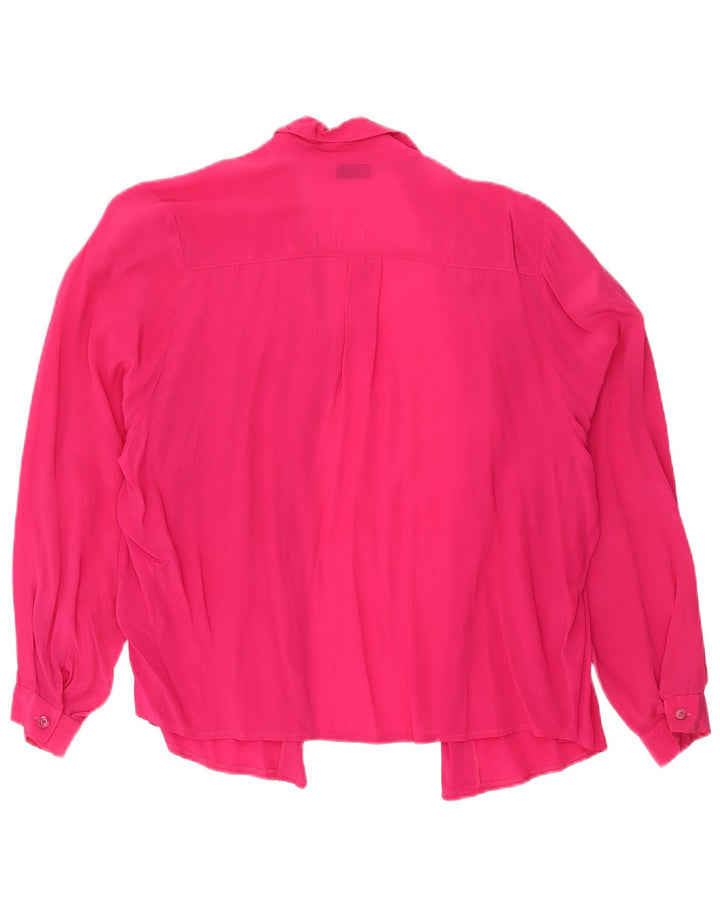 Vintage Dame Oversized Skjorte Bluse UK 10 Small Pink