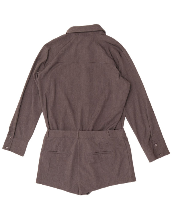 Zara Dame Shirt Playsuit UK 16 Large Grå Polyester