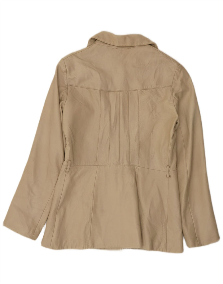 Vintage læderjakke til kvinder UK 10 Small Beige