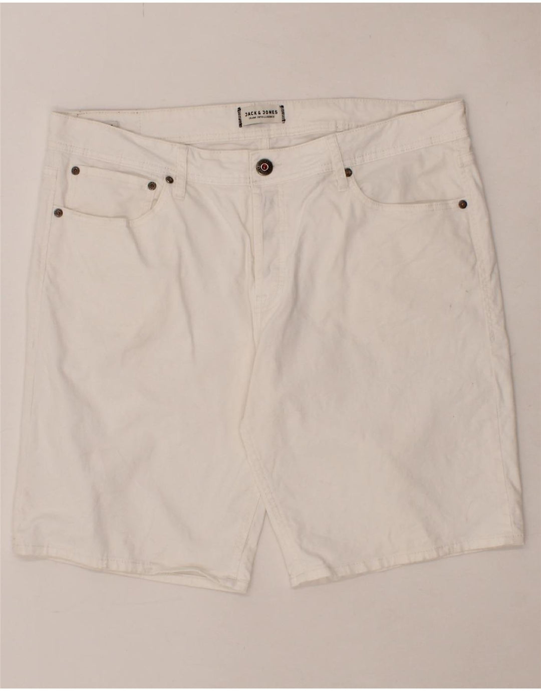JACK & JONES Mens Casual Shorts XL W38  White Polyester Vintage Jack & Jones and Second-Hand Jack & Jones from Messina Hembry 
