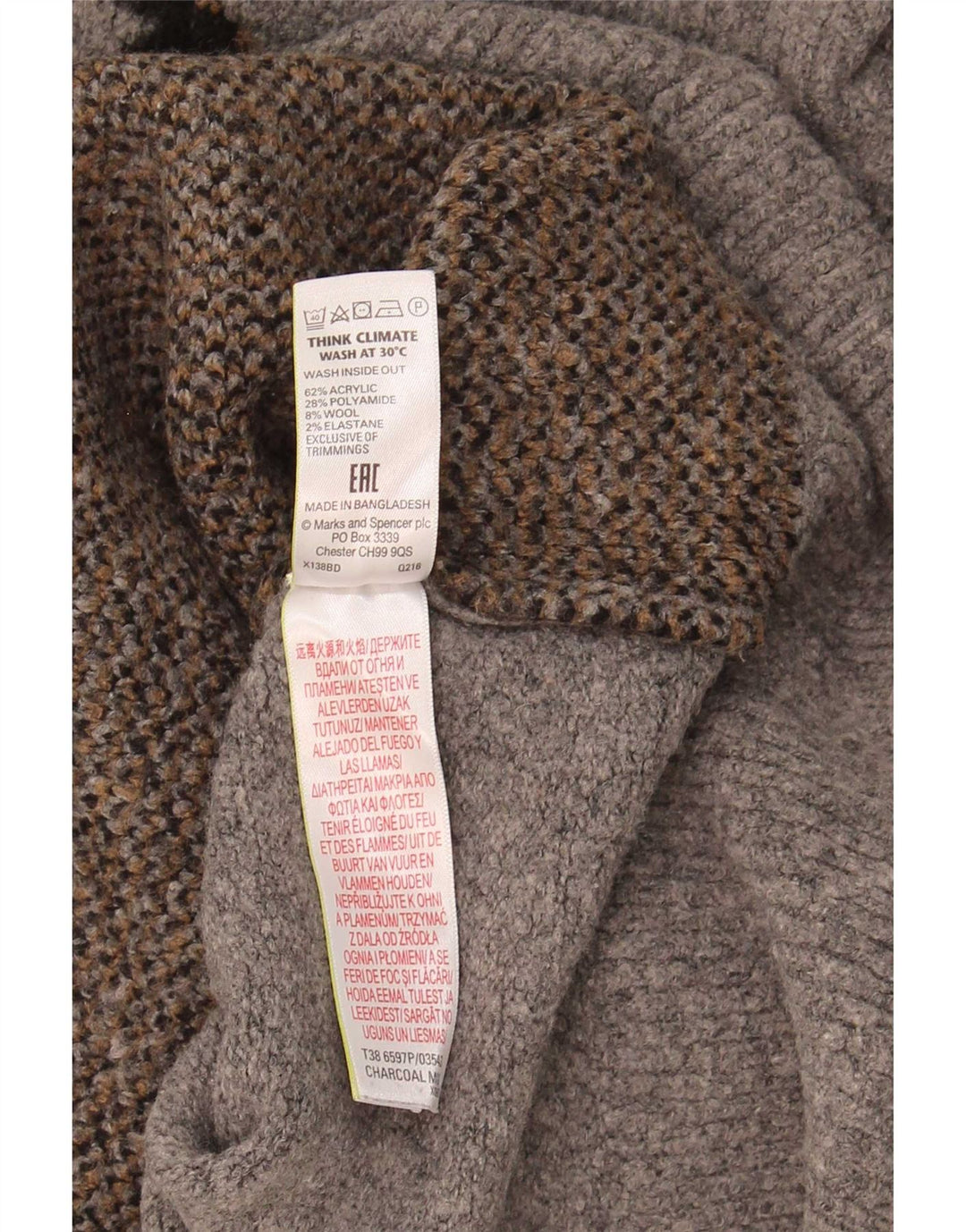 Marks & Spencer Dame Turtle Neck Jumper Sweater UK 18 XL Grå