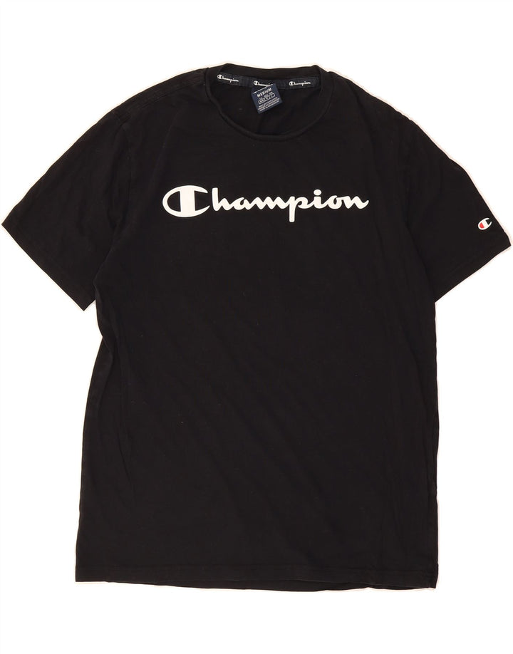 CHAMPION Mens Graphic T-Shirt Top Medium Black Cotton Vintage Champion and Second-Hand Champion from Messina Hembry 