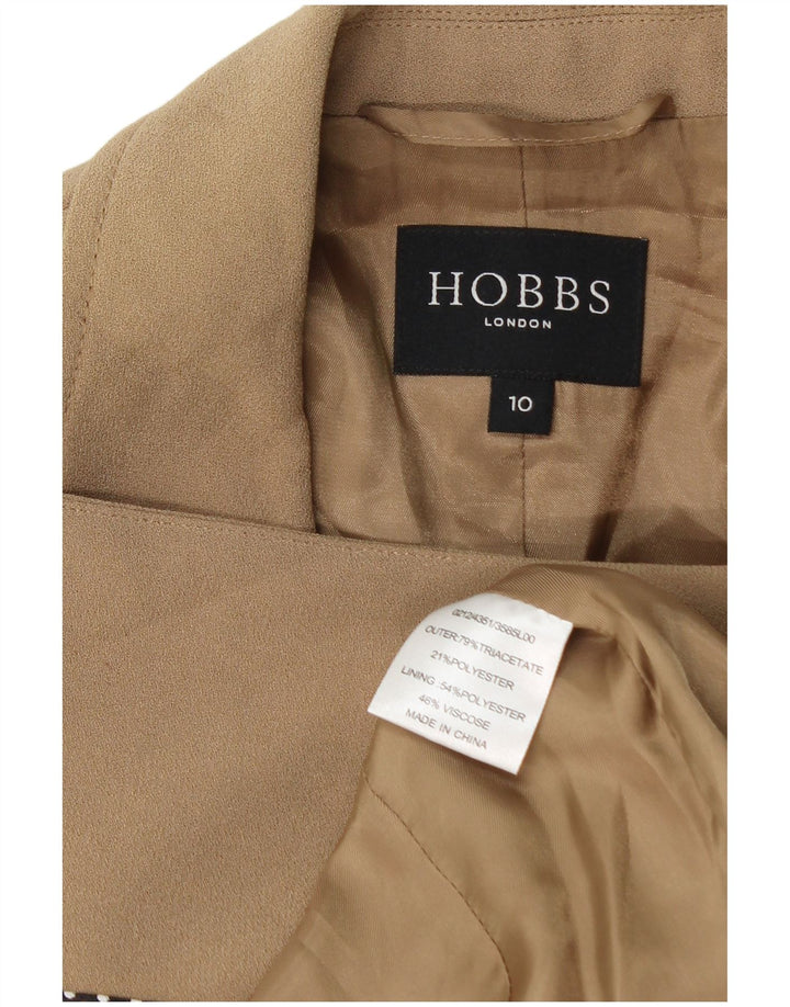Hobbs Dame Dobbeltradet Blazer Jacket UK 10 Small Beige Triacetat