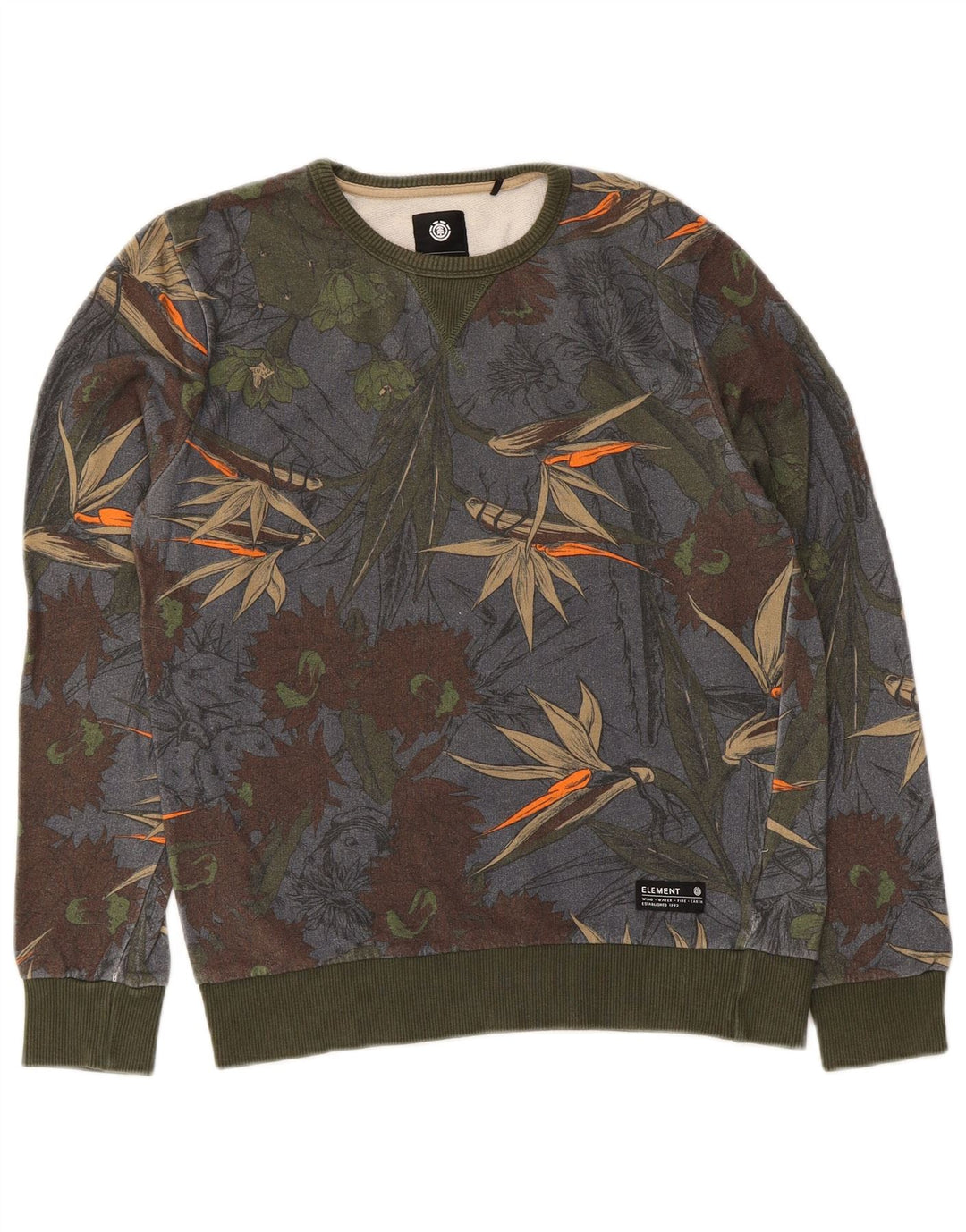 Element Dame Sweatshirt Jumper UK 10 Small Multicolored Floral Bomuld