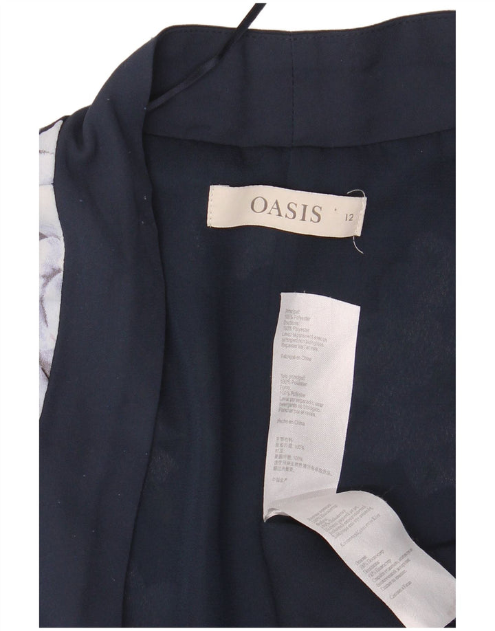 Oasis Dame Oversized Cardigan Top UK 12 Medium Navy Blue Floral