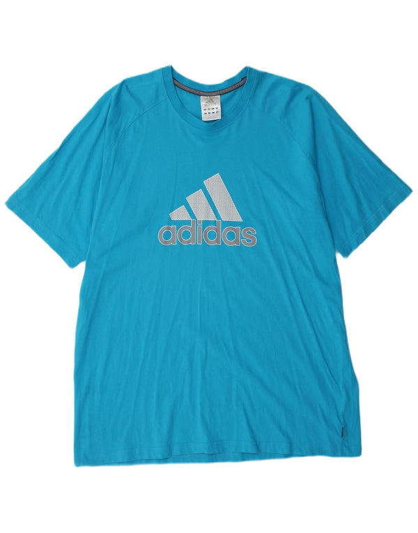 Adidas Herre Grafisk T-Shirt Top 2XL Blå Sports