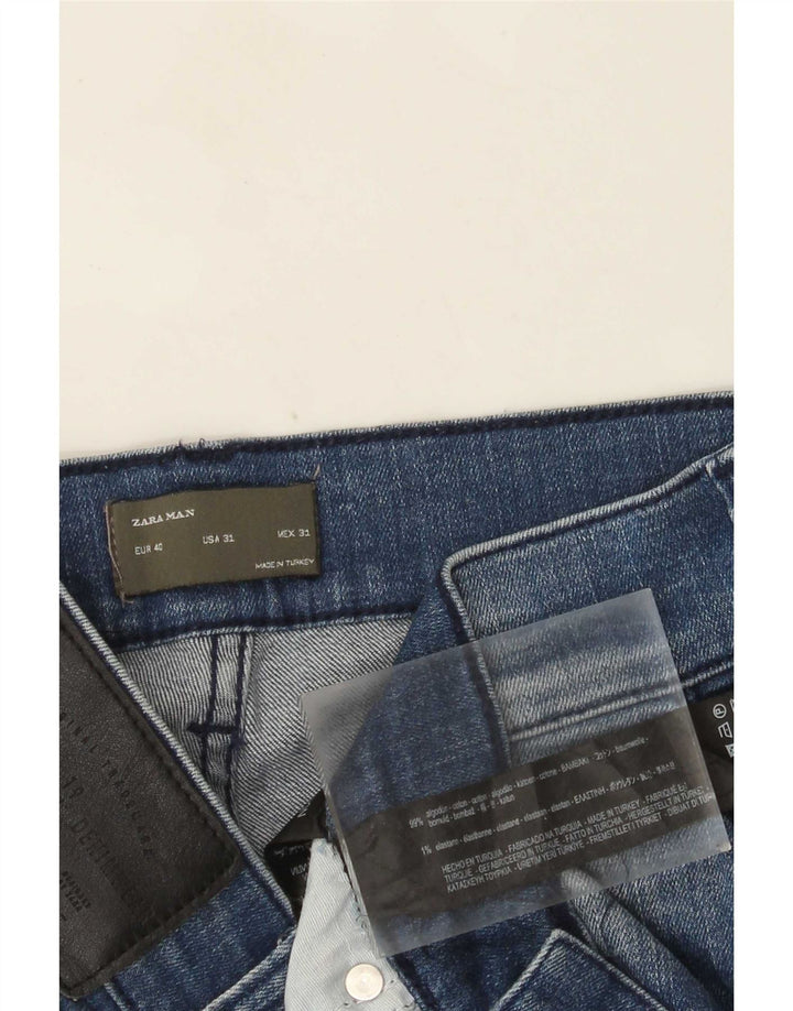 Zara Herre Distressed Slim Jeans EU 40 Medium W31 L28 Blue Colourblock