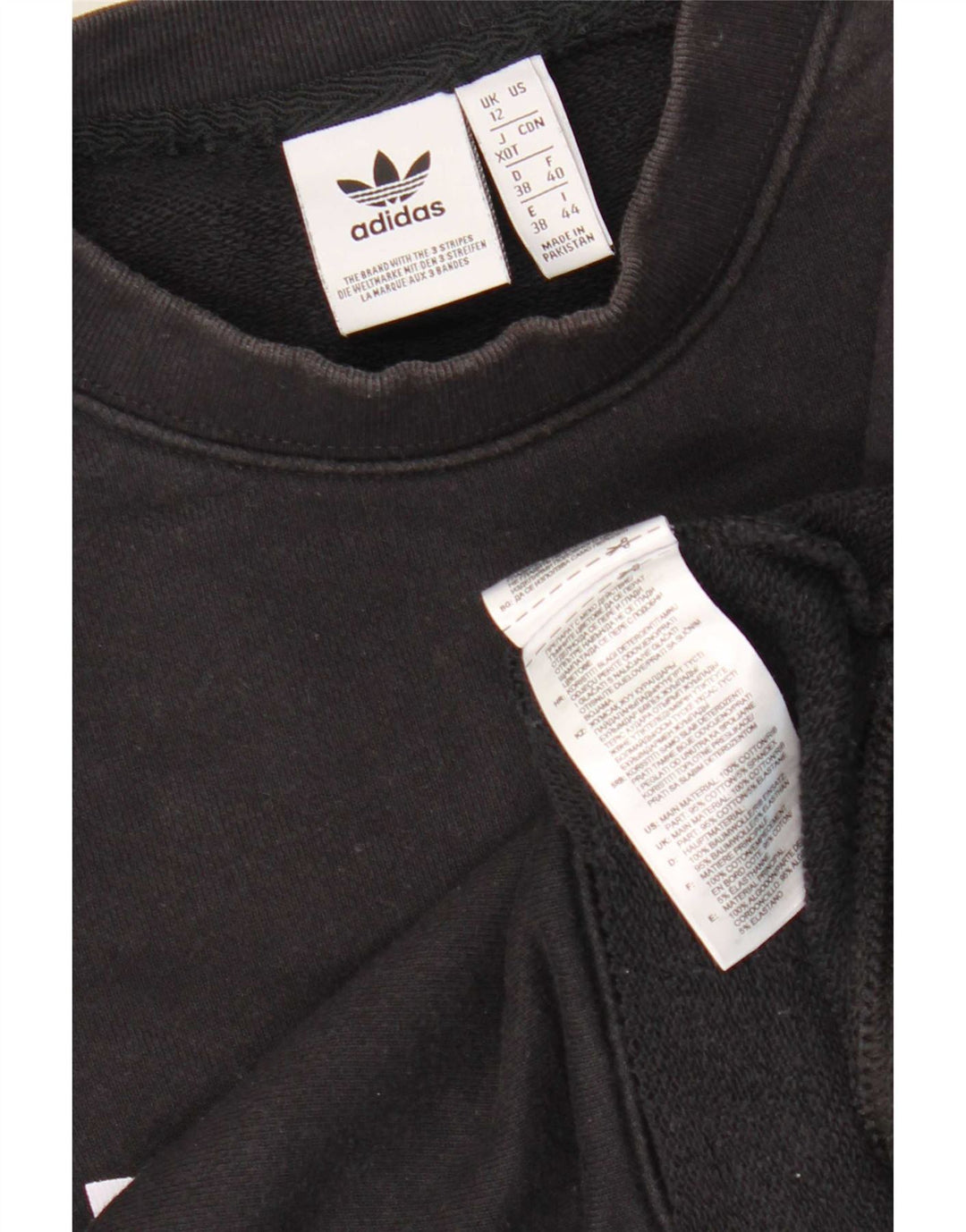 Adidas Dame Grafisk Oversized Sweatshirt Jumper UK 12 Medium Sort Bomuld