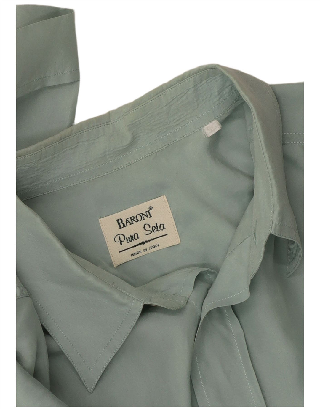 BARONI Kortærmet Herreskjorte IT 50 Medium Grøn Silke