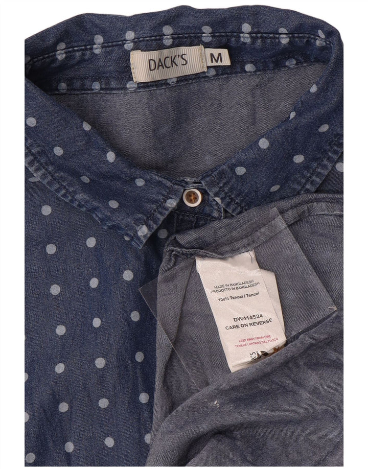 Dacks kortærmede skjortebluse til kvinder UK 14 Medium Navy Blue Polka Dot