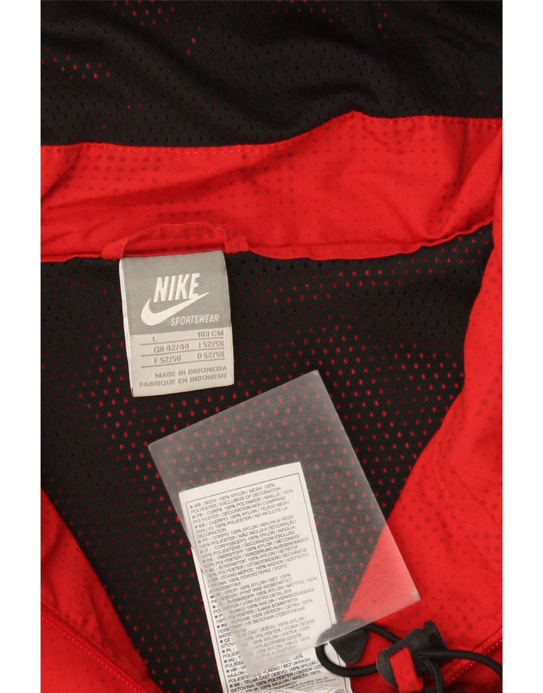 Nike Regnjakke med hætte til mænd UK 42/44 Stor rød geometrisk nylon