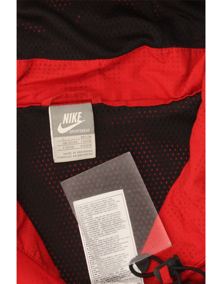 Nike Regnjakke med hætte til mænd UK 42/44 Stor rød geometrisk nylon