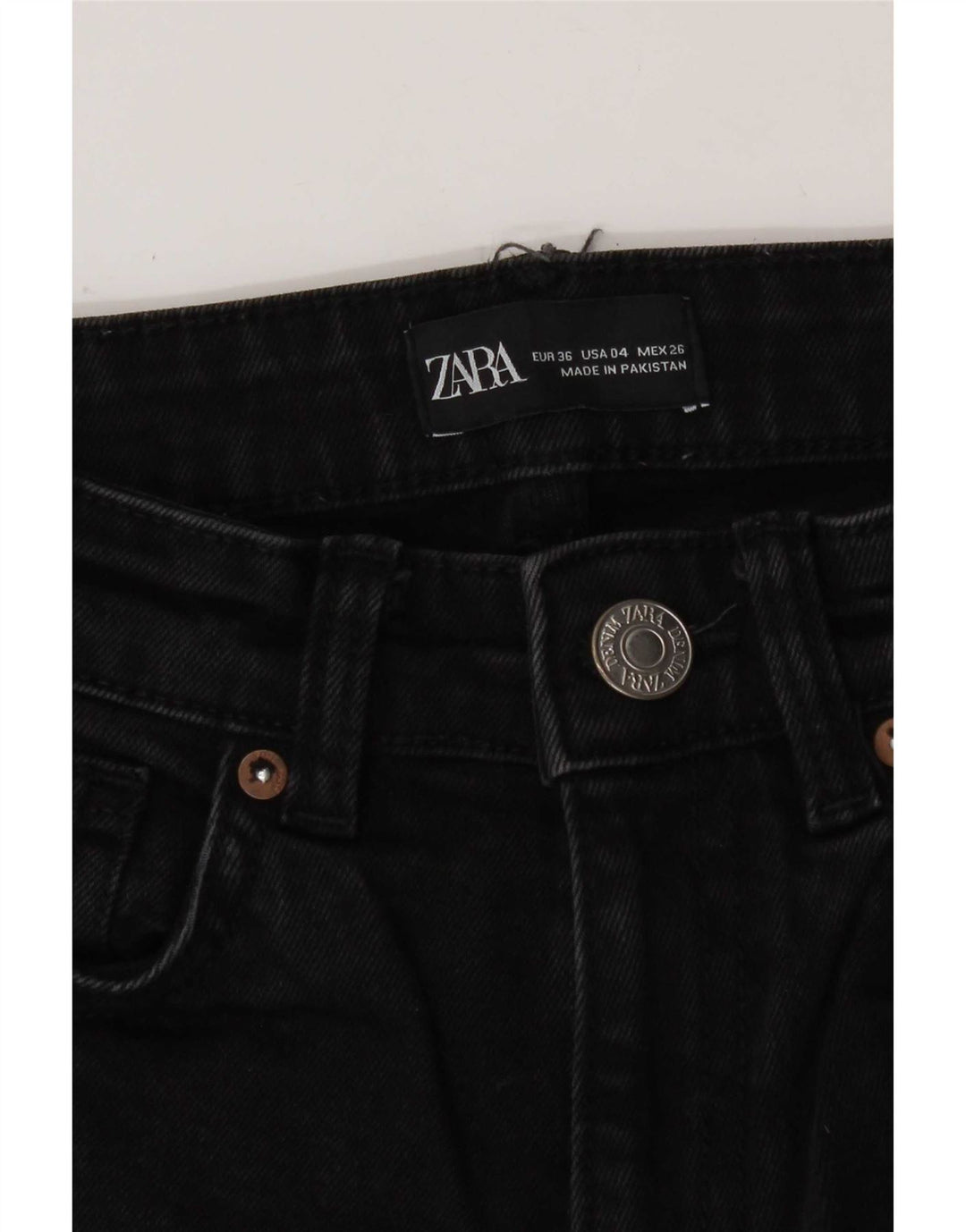 Zara Dame Flared Jeans EU 36 XS W26 L26 Sort Bomuld