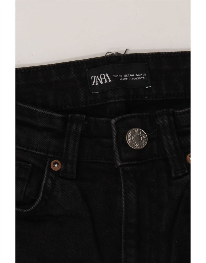 Zara Dame Flared Jeans EU 36 XS W26 L26 Sort Bomuld