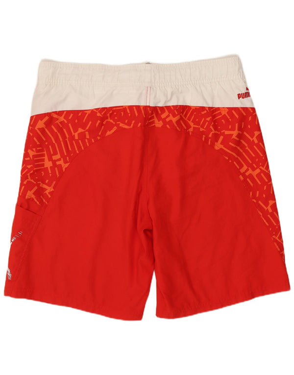 Puma Herre grafiske svømmeshorts Medium Rød Colourblock Polyester