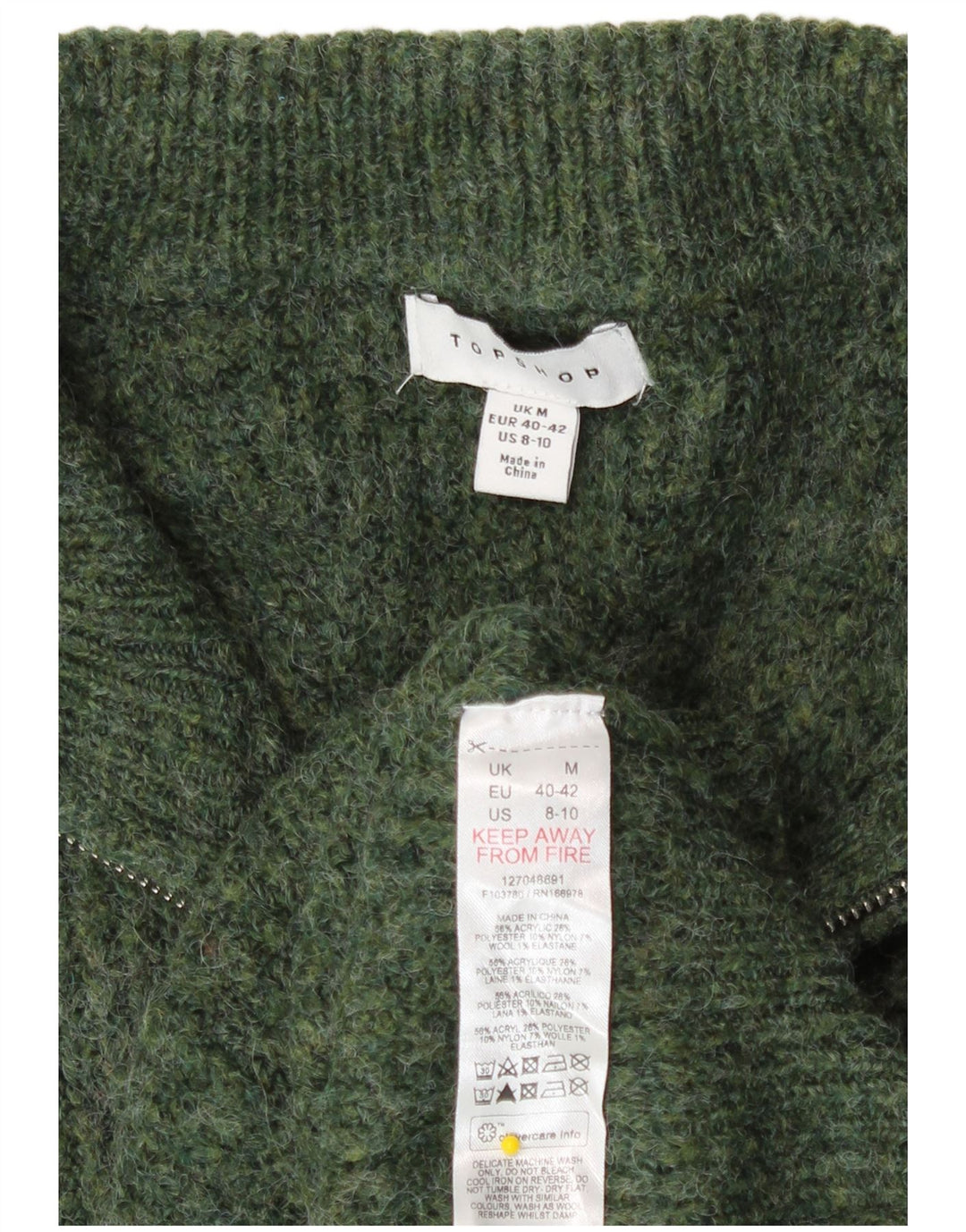 Topshop Kvinder Oversized Cardigan Sweater UK 14 Medium Grøn Akryl
