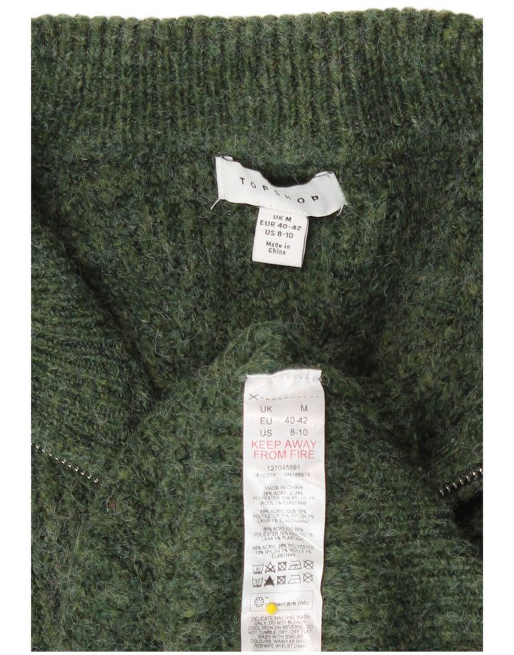 Topshop Kvinder Oversized Cardigan Sweater UK 14 Medium Grøn Akryl