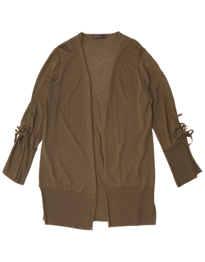 Marks & Spencer Dame Longline Åben Cardigan Sweater UK 16 Large Khaki