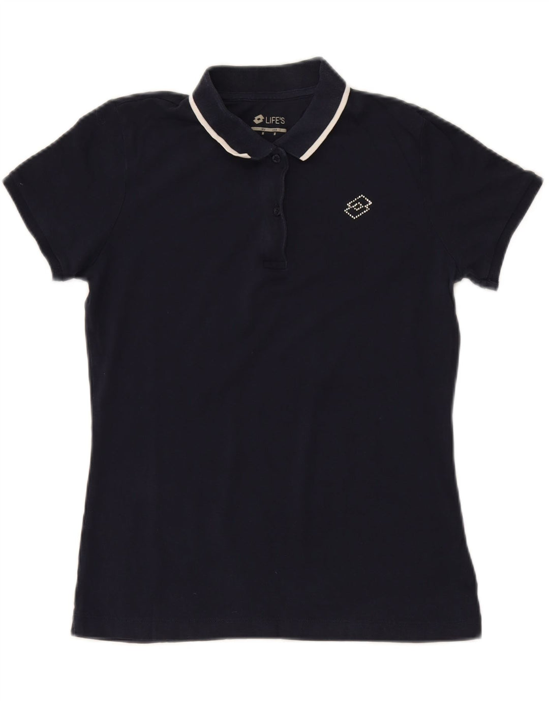 UMBRO Womens Polo Shirt UK 12 Medium Navy Blue