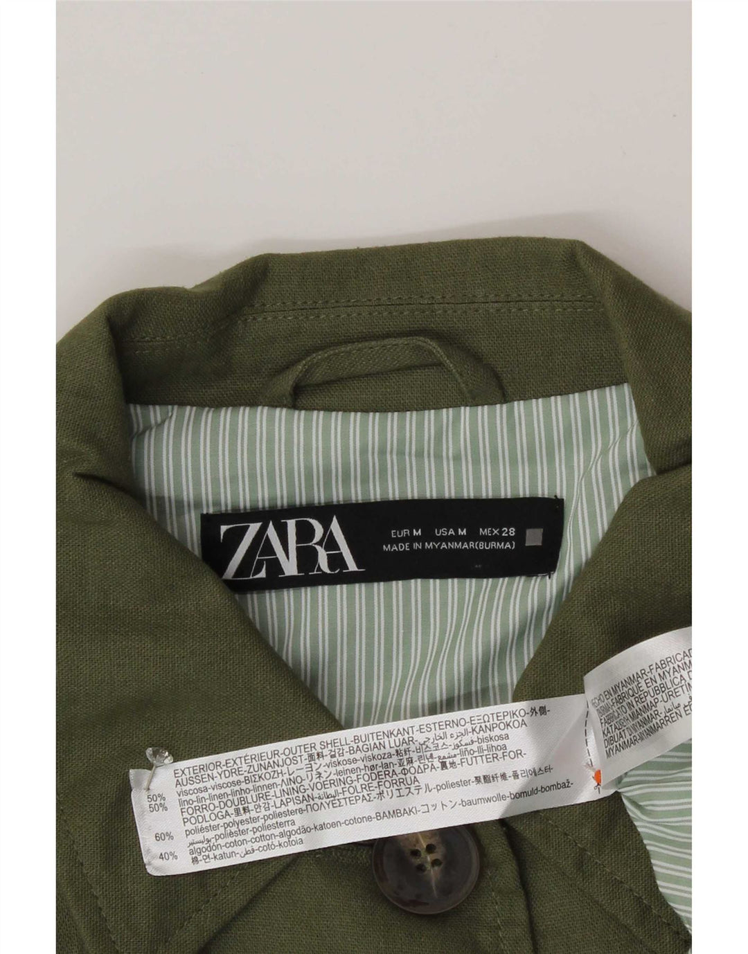Zara Womens Oversized Utility Jacket UK 14 Medium Green Viscose