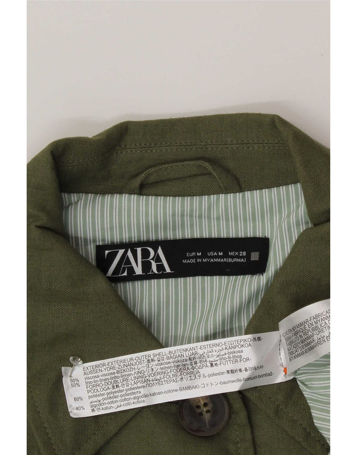 Zara Womens Oversized Utility Jacket UK 14 Medium Green Viscose