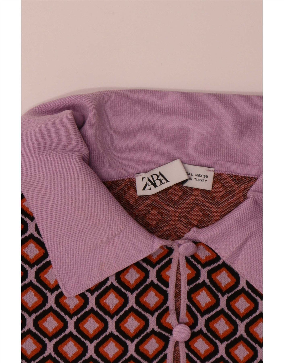 Zara Womens Crop Cardigan Top UK 16 Large Multicolored Geometric