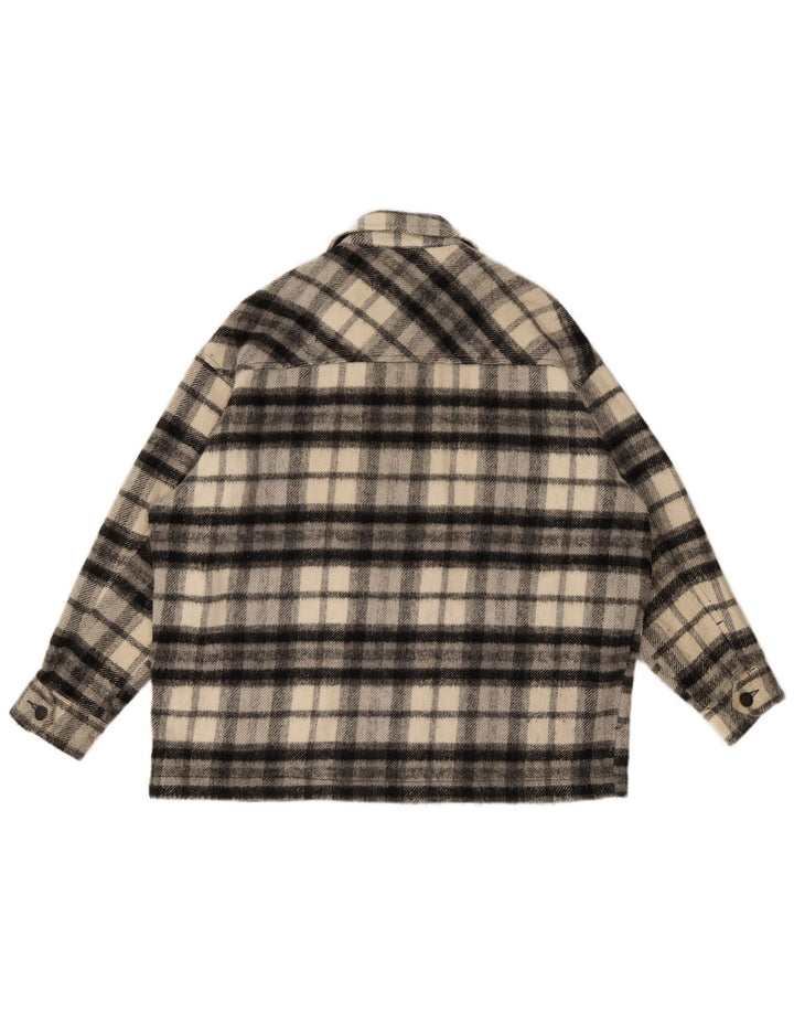 Zara Dame Oversized Overshirt Flanell Shirt UK 10 Small Black Check