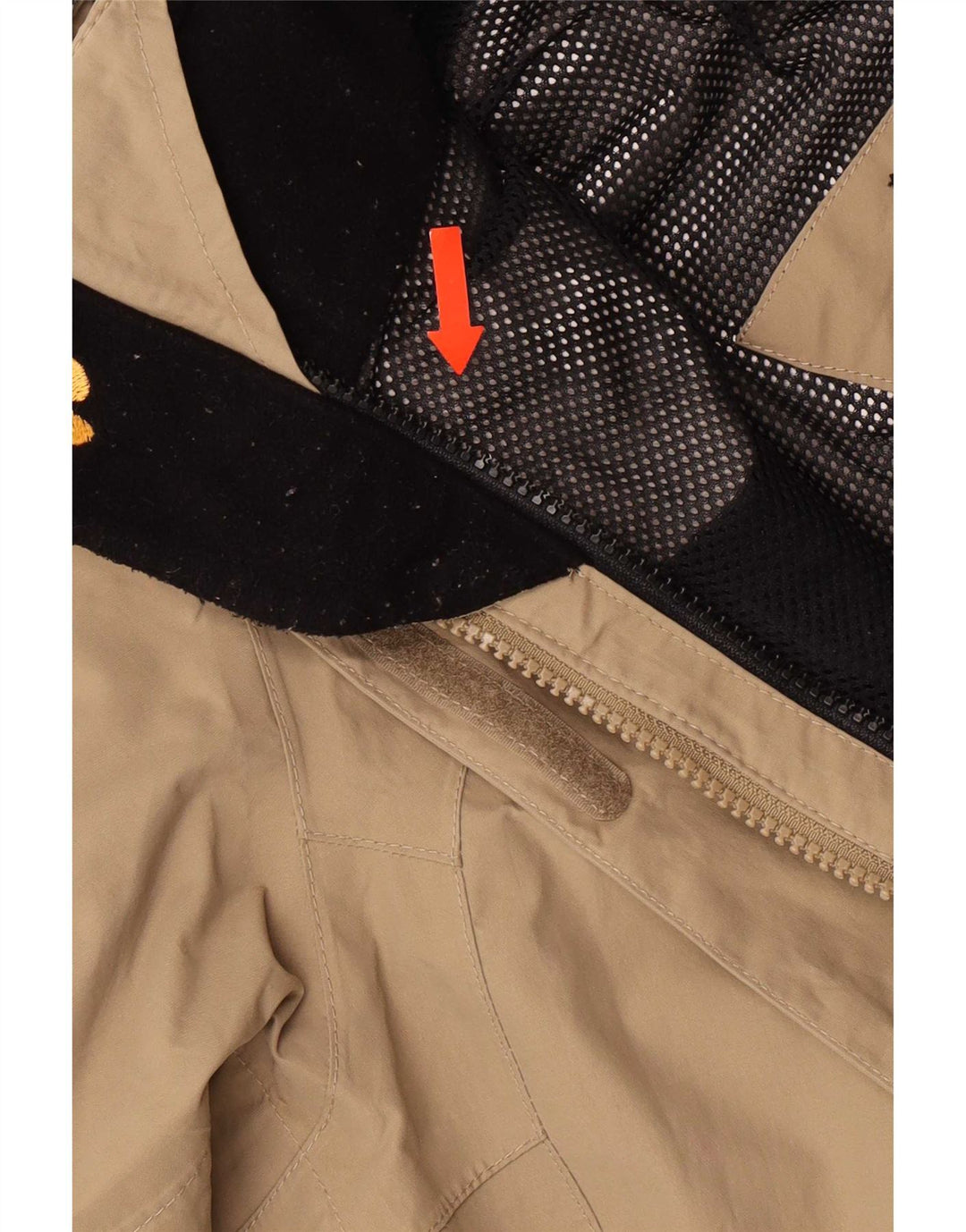Jack Wolfskin Dame Regnjakke med hætte UK 12/14 Medium Beige Colourblock
