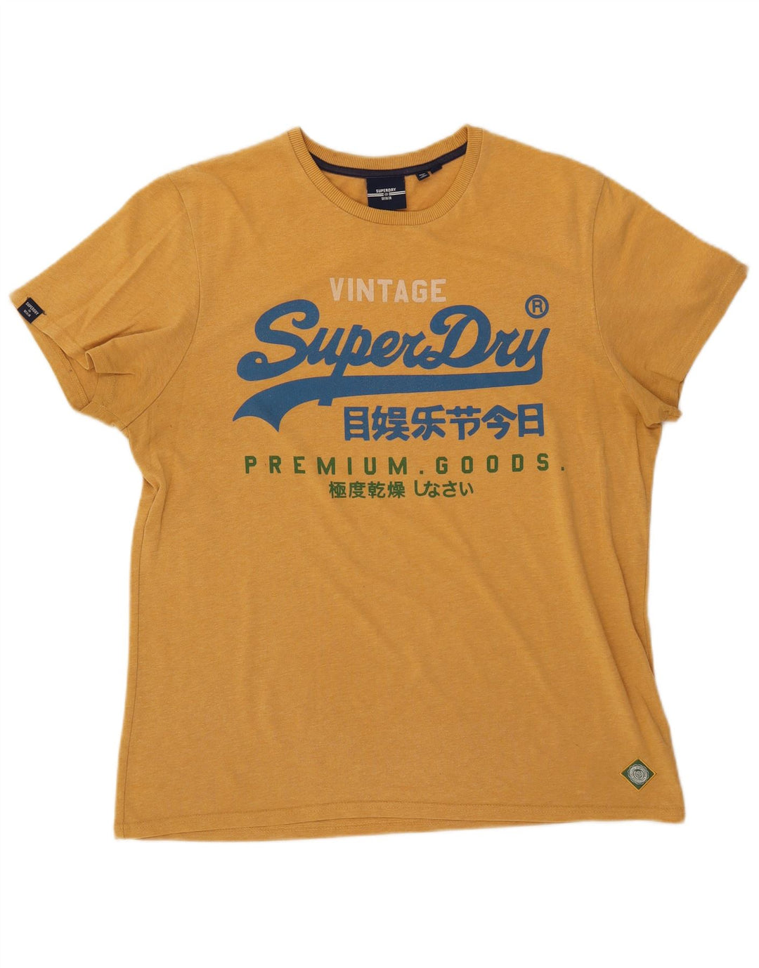 SUPERDRY Herre grafisk T-shirt top 2XL gul bomuld