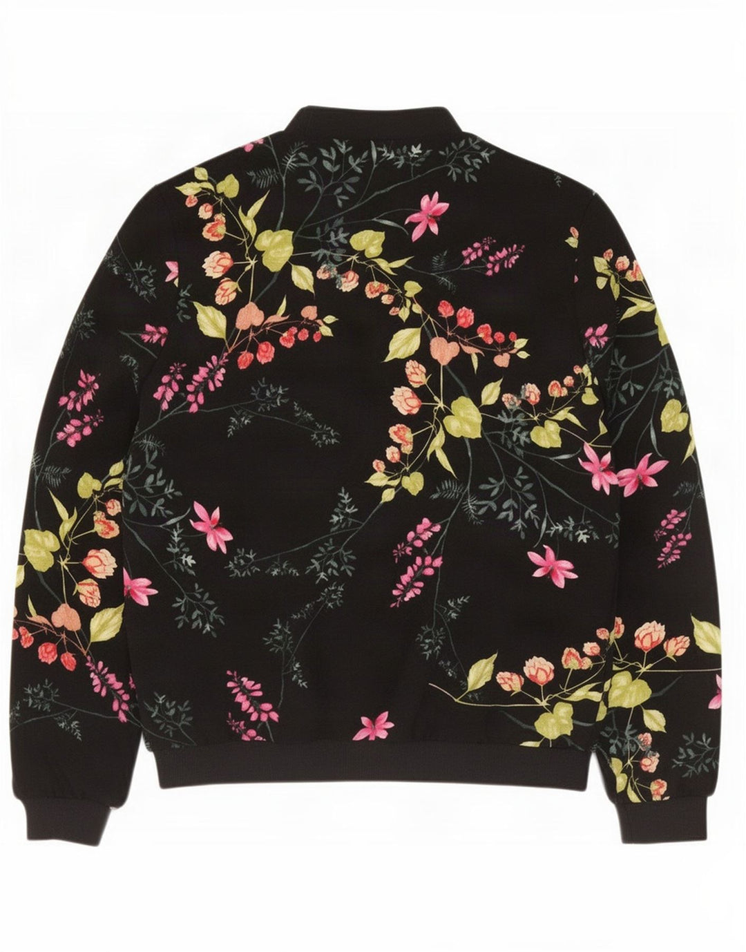 Marks & Spencer Kvinder Oversized Bomber Jacket UK 10 Small Black Floral