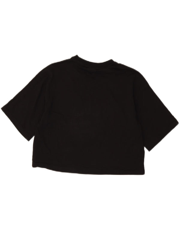Fila Dame Crop Grafisk T-Shirt Top UK 14 Medium Sort Bomuld