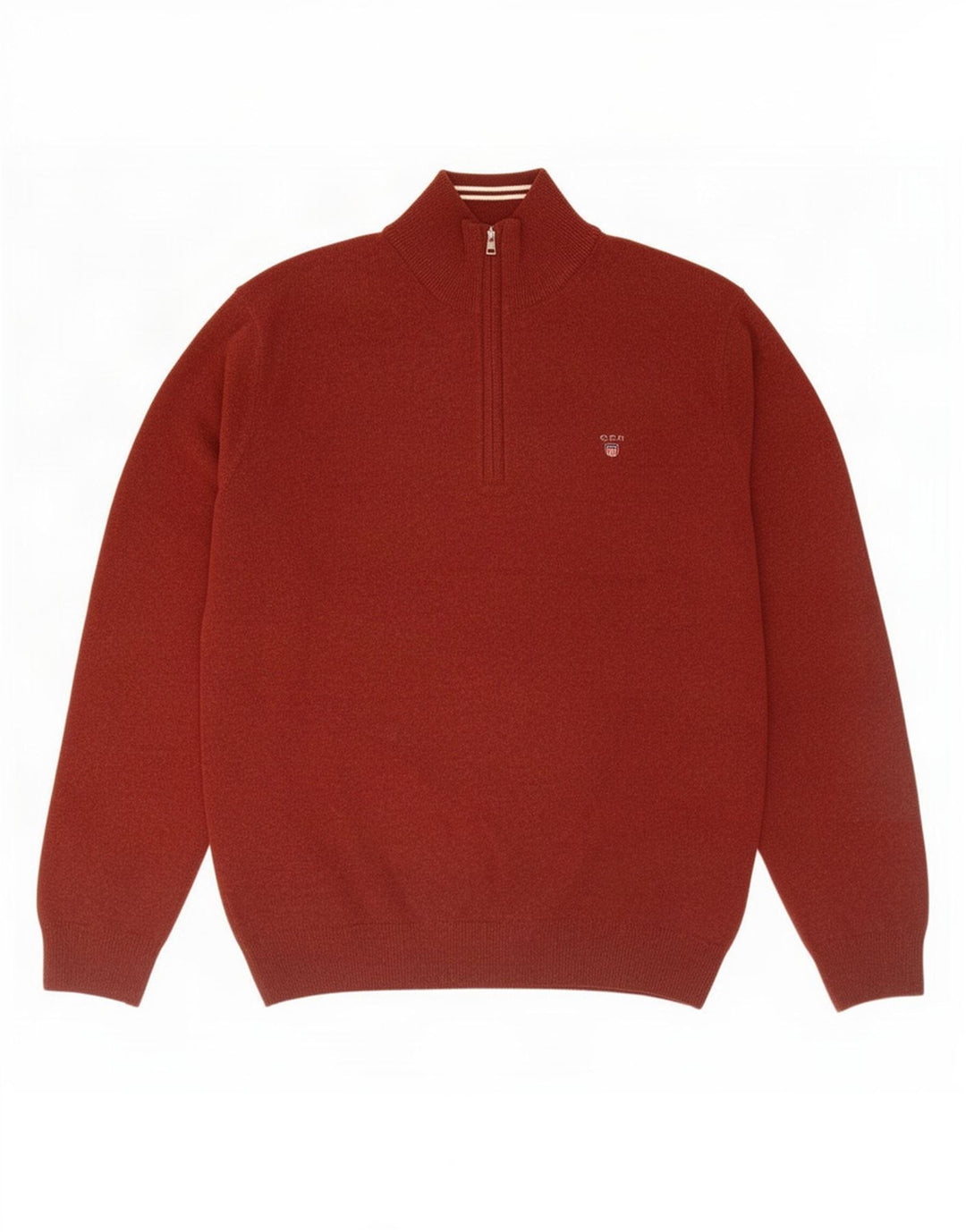 Gant Herre Zip Neck Jumper Sweater Medium Maroon Uld
