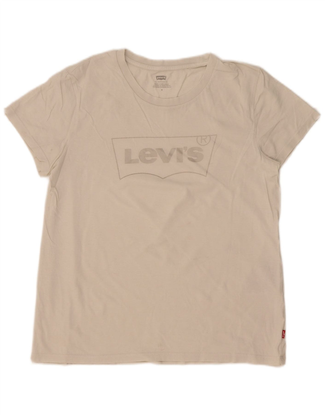 Levi's Dame Grafisk T-Shirt Top UK 14 Medium Hvid Bomuld