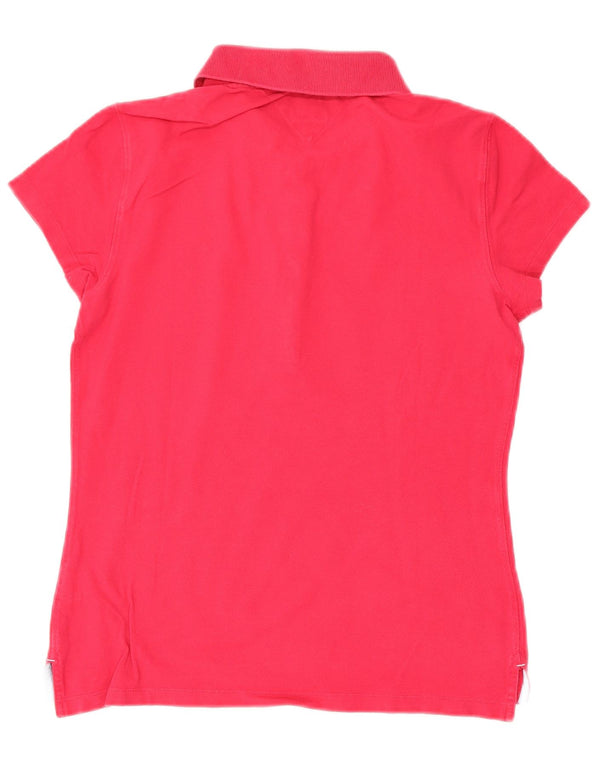 Tommy Hilfiger Dame Slim Fit Polo Shirt UK 14 Large Pink Bomuld