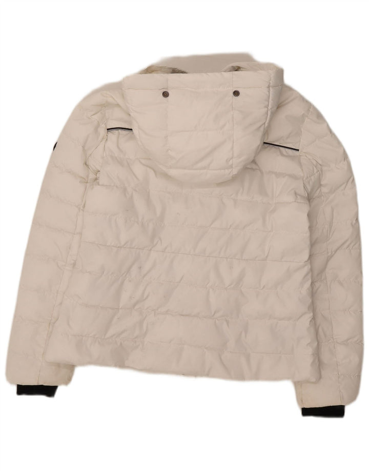 Superdry Polstret hættejakke til kvinder UK 14 Stor hvid polyester
