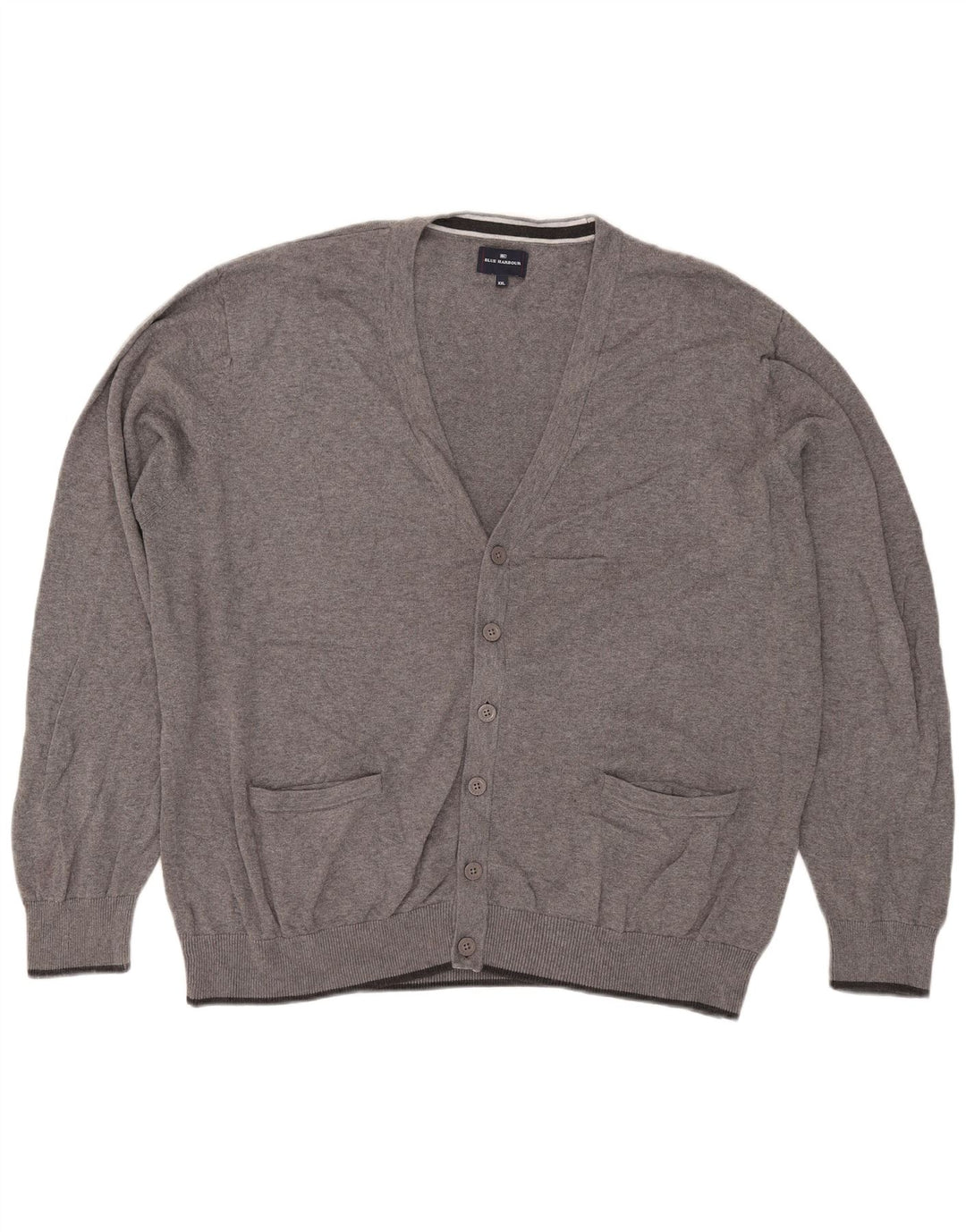 Marks & Spencer Herre Blue Harbor Cardigan Sweater 2XL Grå Flecked Bomuld
