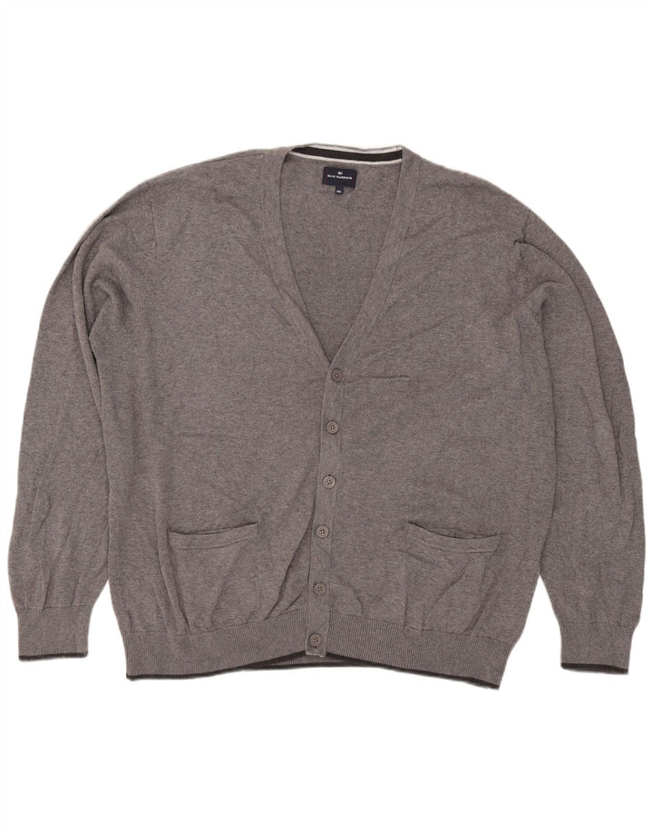 Marks & Spencer Herre Blue Harbor Cardigan Sweater 2XL Grå Flecked Bomuld