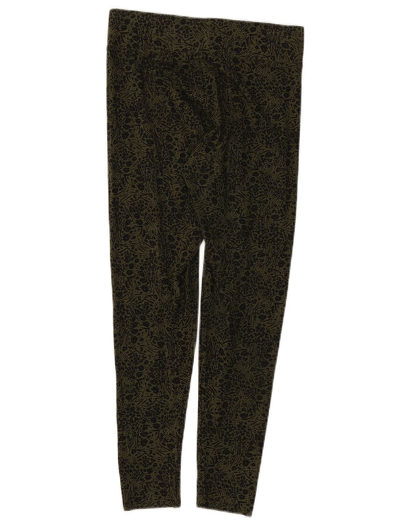 Marks & Spencer Womens Leggings UK 10 Small Khaki Floral Viscose