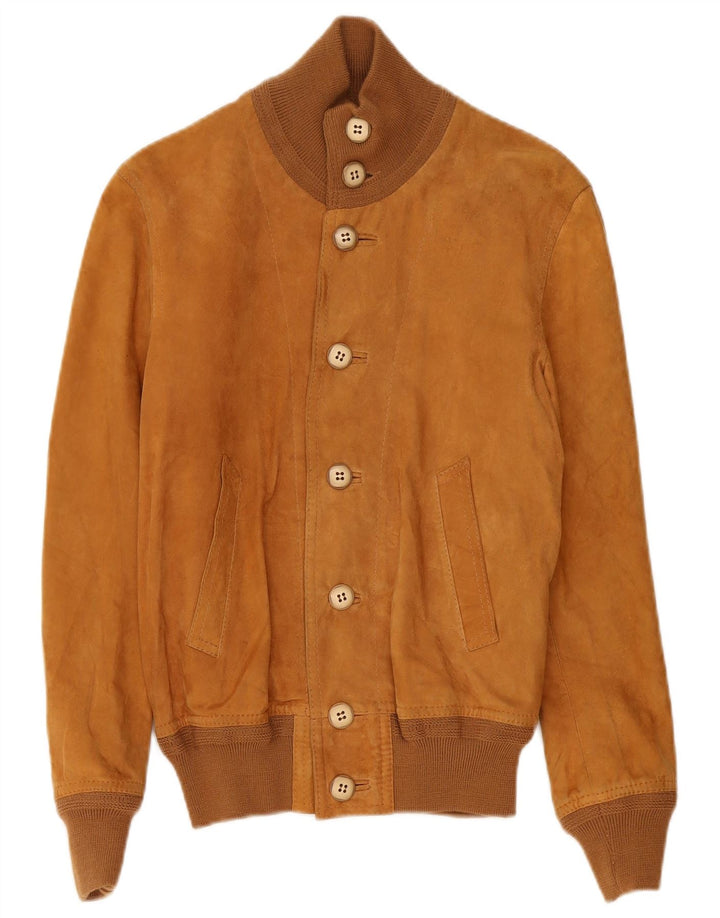 Vintage herre ruskind bomberjakke IT 48 Medium Beige Læder