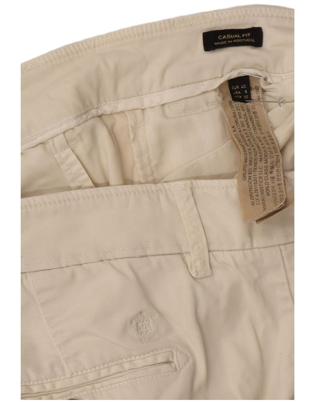 Massimo Dutti Dame Chino Bukser EU 40 Medium W30 L29 Off White