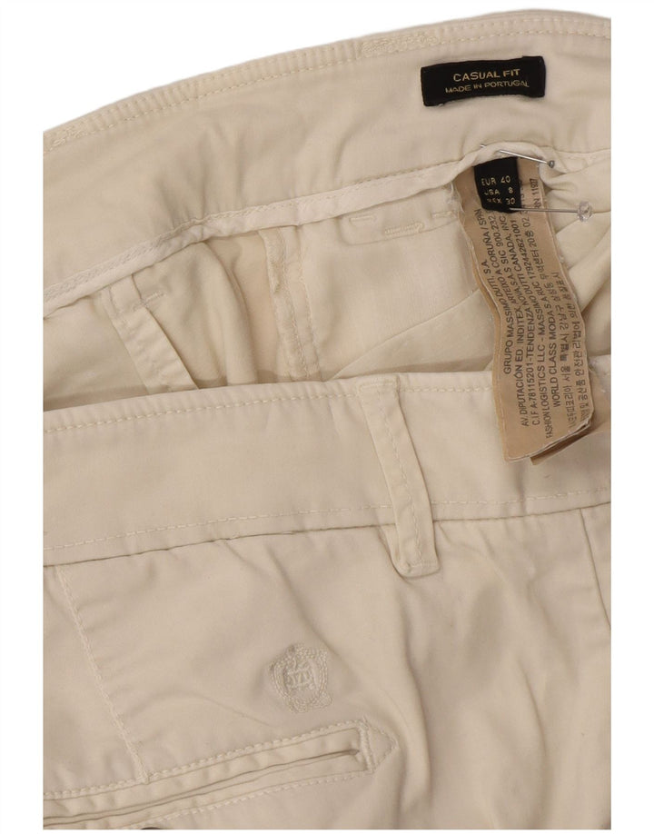 Massimo Dutti Dame Chino Bukser EU 40 Medium W30 L29 Off White