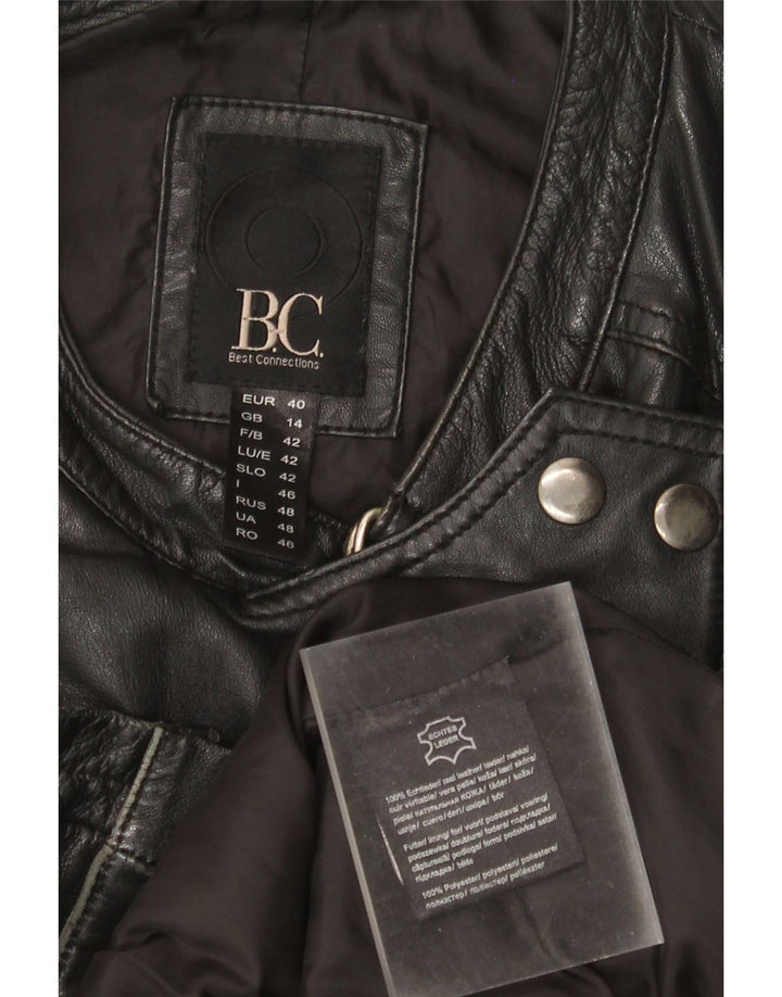 Vintage dame bikerjakke i læder UK 14 Stor sort læder