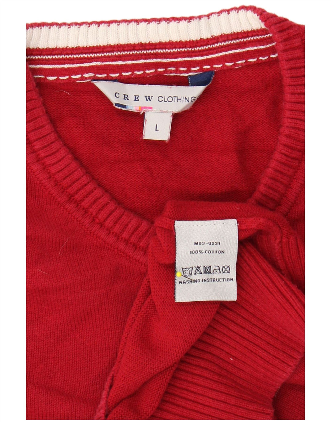 CREW TØJ Herre V-hals sweater Stor rød bomuld